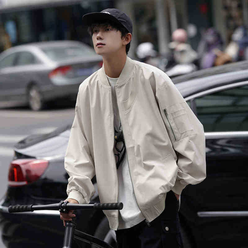 Men's Retro Spring and Autumn High-end Loose Bomber Jacket