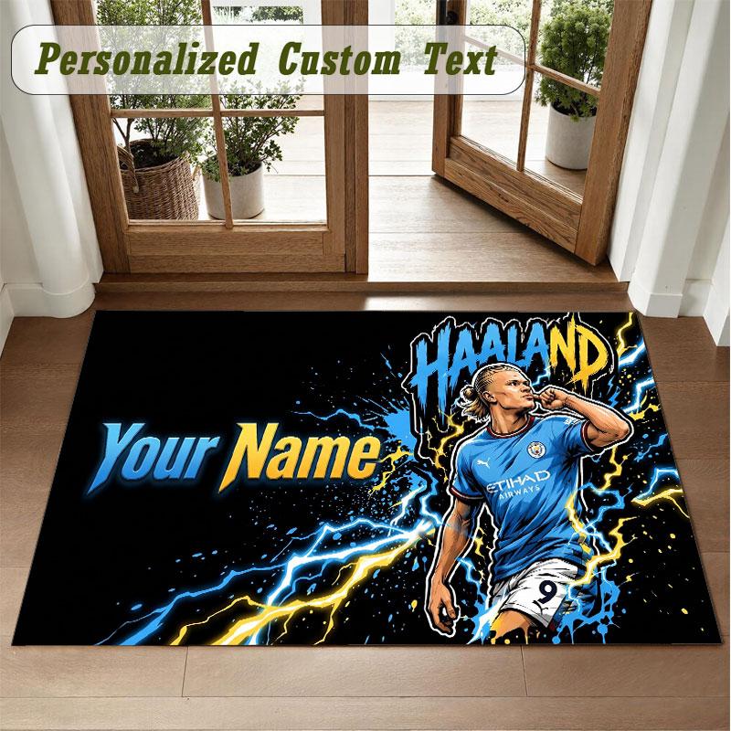 Crystal Velvet Square Rug Custom NameErling Haaland Pattern Non Slip Home Floor Decor Rug
