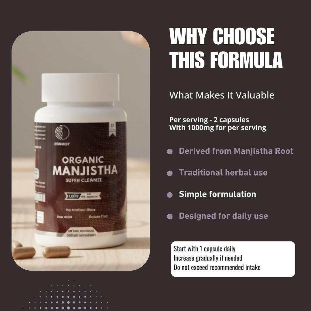 Manjistha (Rubia cordifolia) Root Capsules | 60 Kapslar Kosttillskott