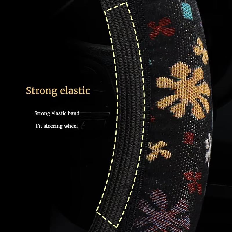 Elastic Stretch Steering Wheel Cover Without Inner Ring Fits 14.5-15in Steering Wheels, Breathable Linen,  Odorless, Easy Carry