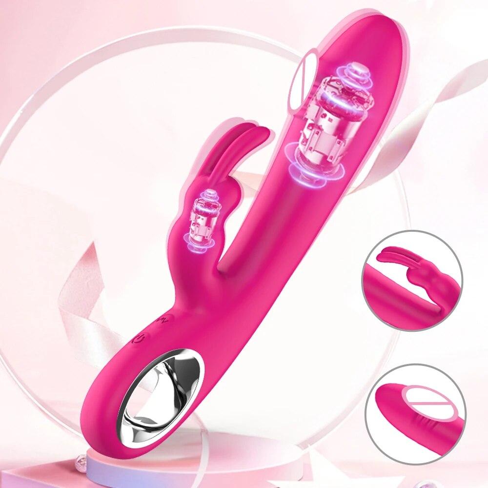 USB Rechargeable Dildo Rabbit Vibrator Sex Toys for Women Vaginal Anal Massager G Spot Clitoris Stimulation Female Masturbation