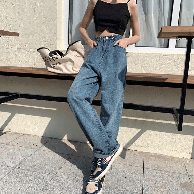 Pantalones vaqueros de pierna ancha de mujer Pantalones vaqueros de calle  de cintura alta de verano Pantalones de mujer comprar a buen precio —  entrega gratuita, reseñas reales con fotos — Joom