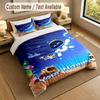 Custom Name Text Bedding 3Pcs Set,Astro Bot 1 Duvet Cover 2 Pillowcases Soft Bed Linen For Gift