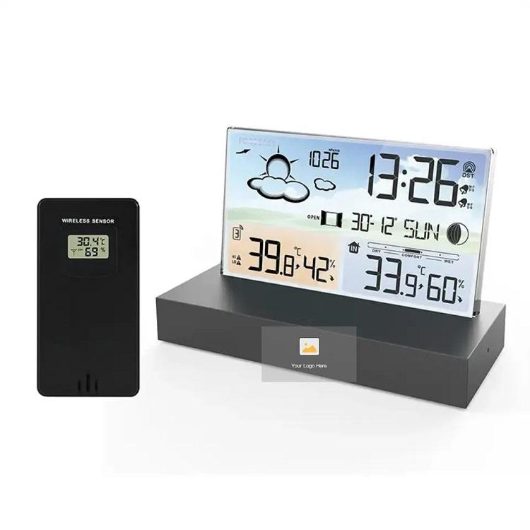 

Беспроводная метеостанция, цифровой термометр, гигрометр с прогнозом погоды и фазой луны, светодиодный термометр, гигрометр Black