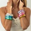 Fashionable Punk Summer Beach Colorful Resin Sparkling Irregular Bracelet for Women's Daily Wear and Parties Bangles for Women