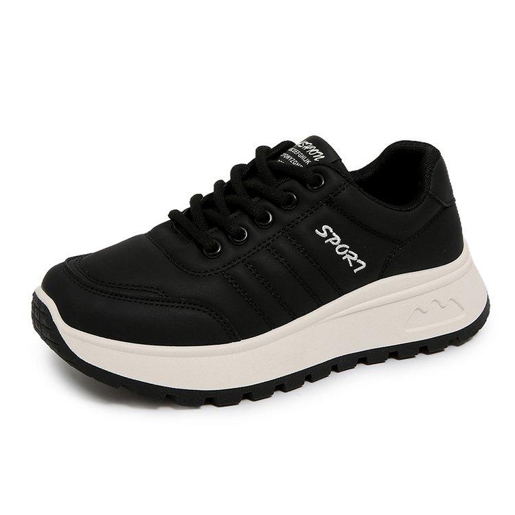 

Women Platform Sneakers 2026 Autumn Winter New Wedge Comfort Non Slip Running Shoes Fashion Lace Up Height Increase Casual Shoes 35 чёрный