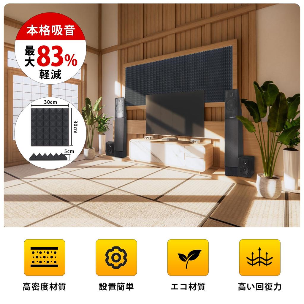 AUSLET 24 kusů Zvuk pohlcující zvuková izolace Zvuková izolace Extra nejsilnější zvuková izolace Houba Zvuková izolace Zvuková izolace Stick to