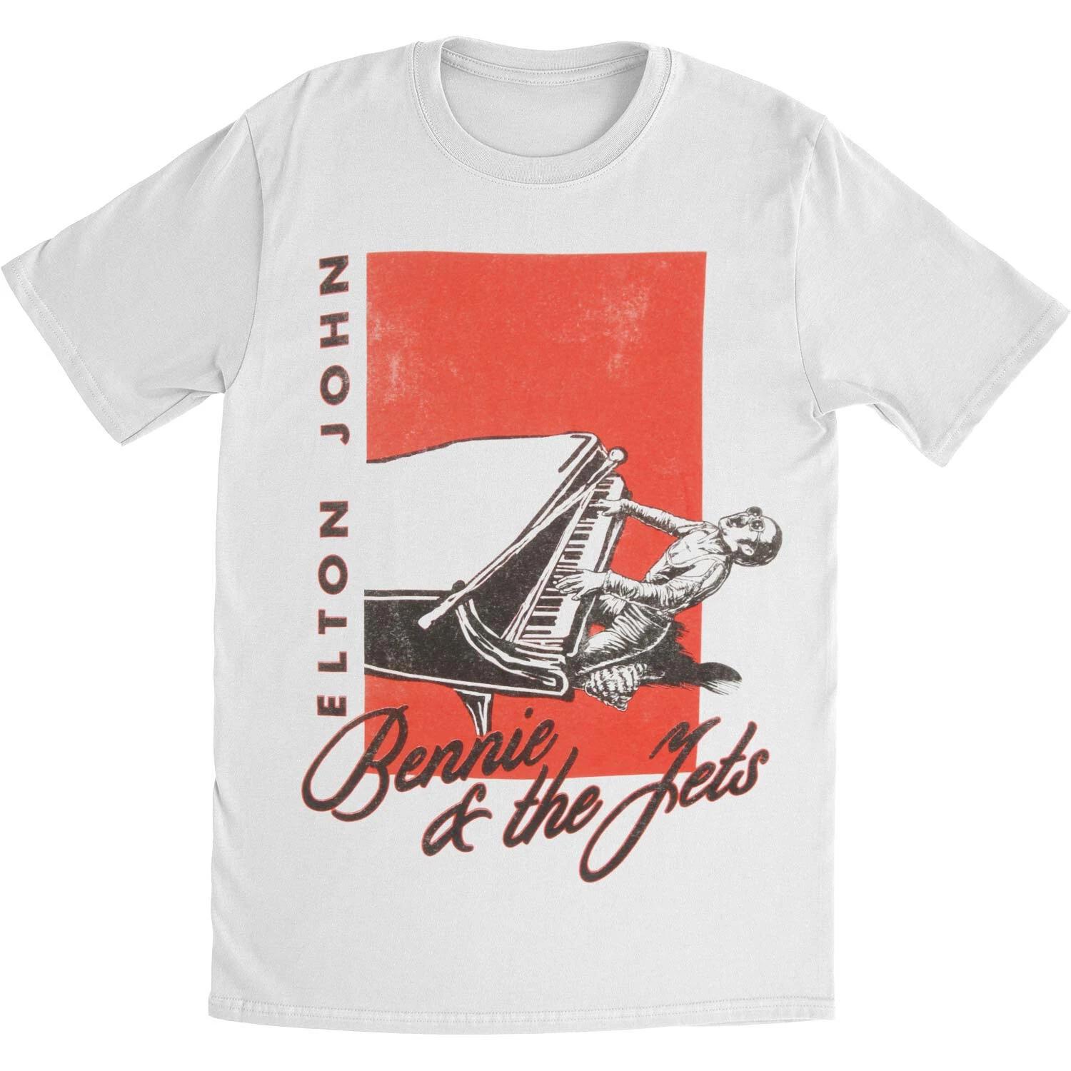Authentic ELTON JOHN Bennie and The Jets Slim Fit T-Shirt White S-2XL NEW L