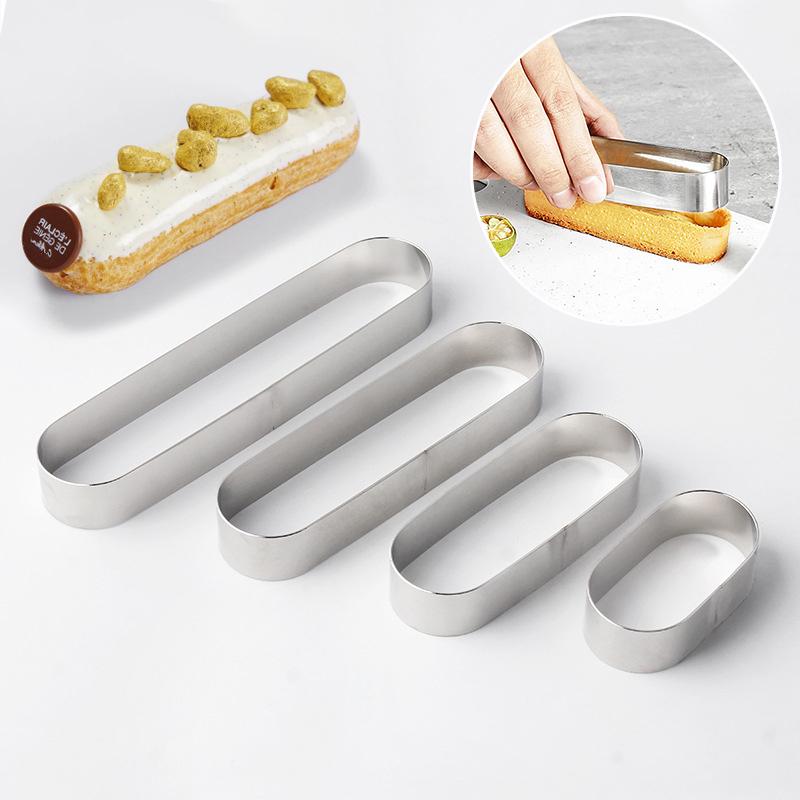 1pcs 4 Sizes Stainless Steel Mousse Ring Rectangle Oval Cake Ring Cookie Cutters Mousse Baking Mold Tiramisu Puff Bake Tools