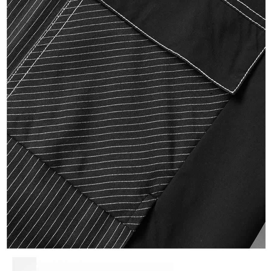 Light Luxury Striped Color-Block Jacket Men's Workwear Patchwork Turn-Down Collar Jacket Spring Autumn New Simple Casual Jacket