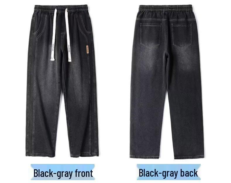 Men's Trendy Distressed Wide-Leg Jeans - Casual All-Match Straight Loose Fit for Spring and Autumn