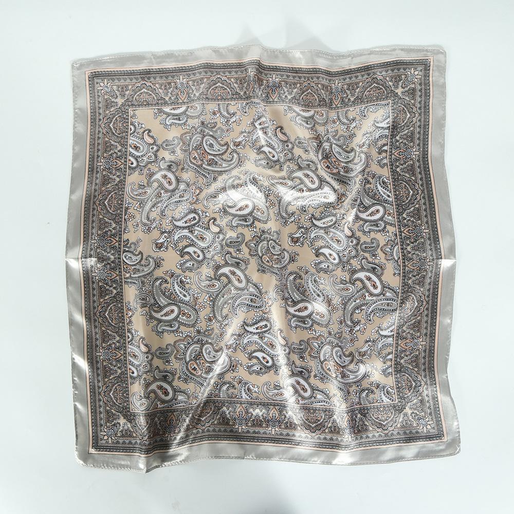 Professional Suit Silk Scarf 60Cm Satin Imitation Silk Small Square Scarf Retro Cashew Print Silk Scarf Women