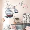 Hand Drawn Sailboat Removable Wall Sticker Creative Nautical Decor for Bedroom Living Room TV Background Sofa Headboard Corner
