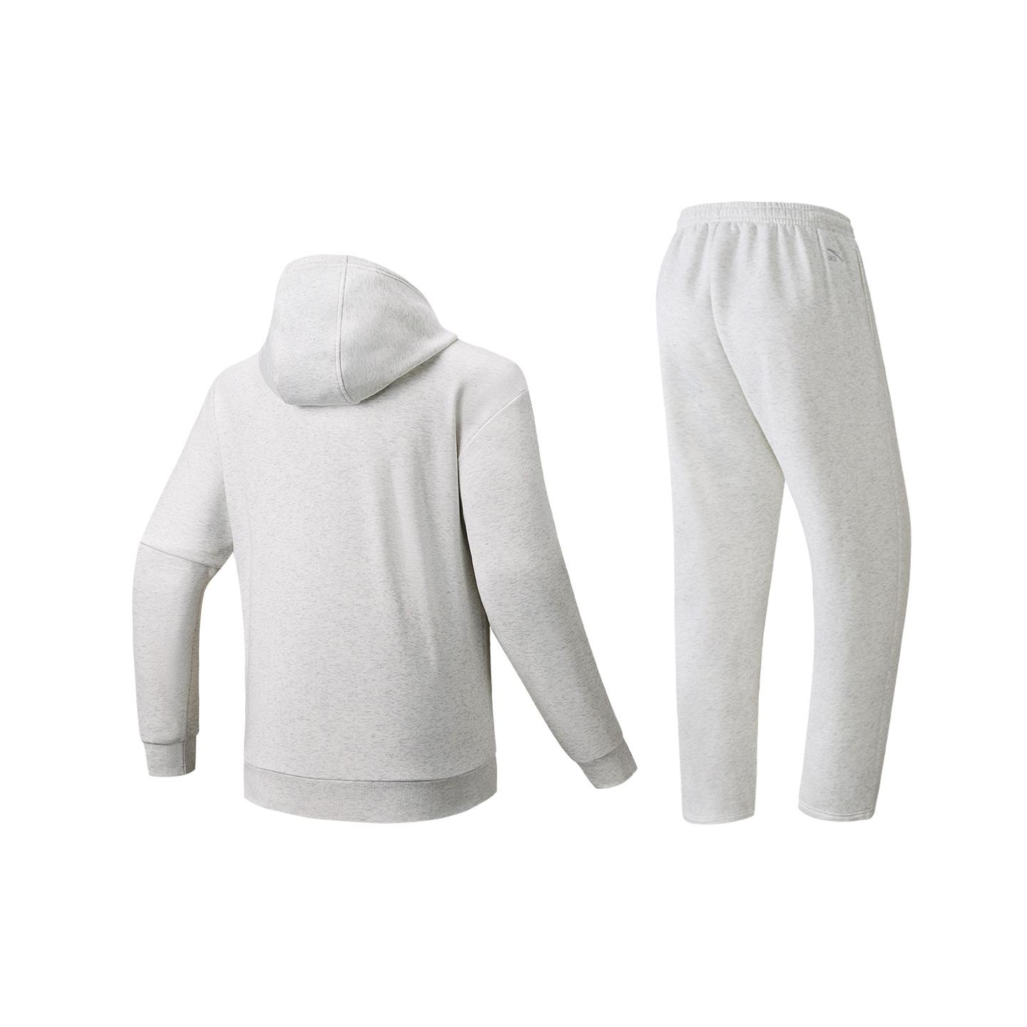 

Anta Fleece Lined Warm Hooded Loose Fitness Training Fashionable Versatile Knitted Casual Sports Suit Men suit Gray 952548201-1 S