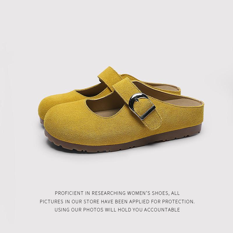 Soft Leather And Soft Sole Are Not Tired, Flat Bottom And Shallow Mouth Single Shoes, New Popular Women'S Models, One-Pedal Mary Jane Shoes.