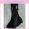 Elegant Black Long Dress With High Waist And Pleated Detail For Business And Formal Events