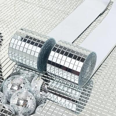 4x100cm Creative DIY Glass Mirror Stickers Mosaic Glass Self-adhesive Mirror Wall Stickers 3D Background Wall Mirror Decoration