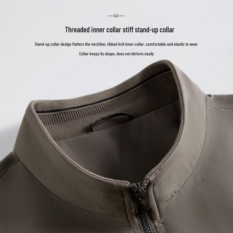 Shanshan Men's Embroidered Business Casual Stand Collar Jacket