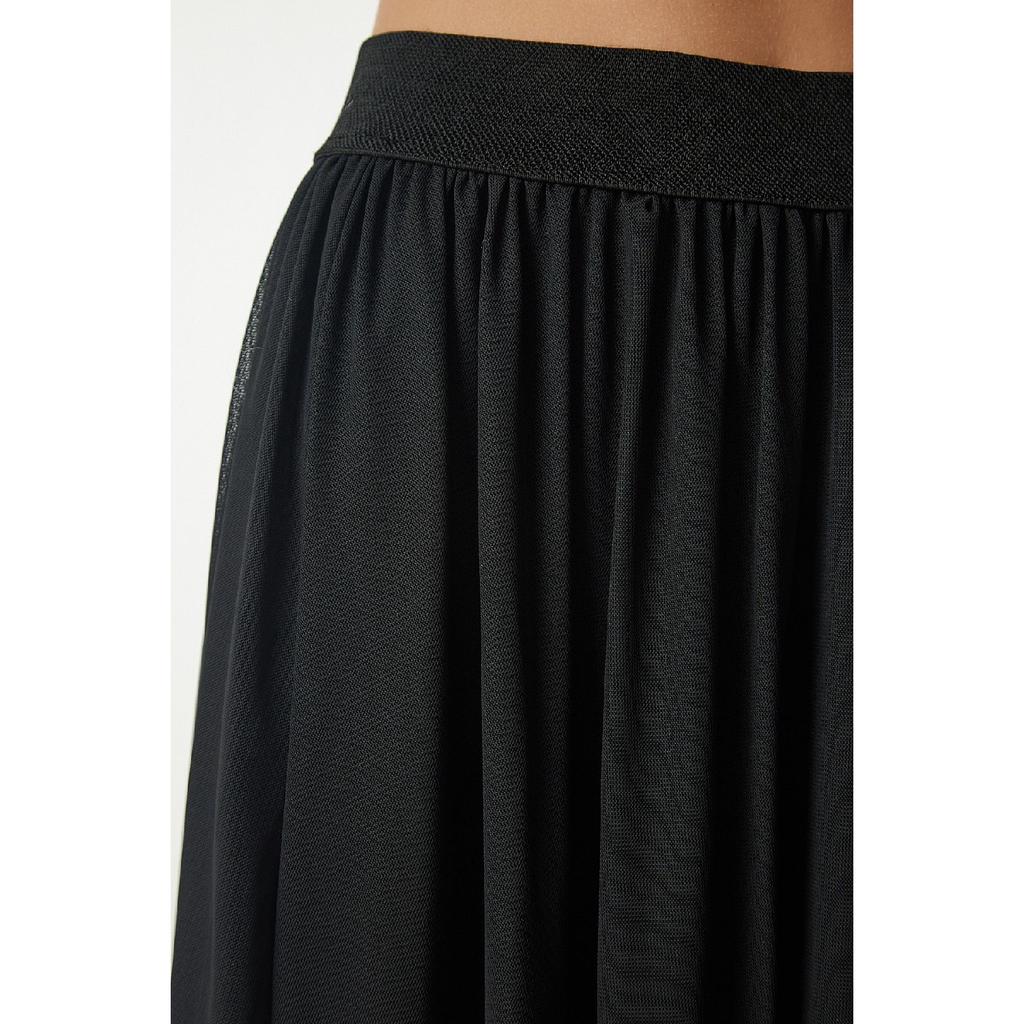 Women's Black Pleated Tutu Detailed Skirt Mc00231