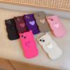 Bear Ears 3D Heart Compatible with iPhone 16 Pro Max Apple 17 Phone Case 15/14 Matte Soft Case