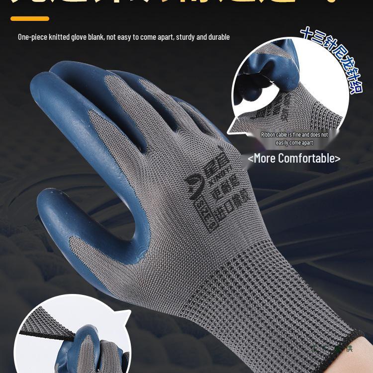 Durable Waterproof Anti-Slip Rubber Work Gloves - Thick, Breathable, and Wear-Resistant for Construction