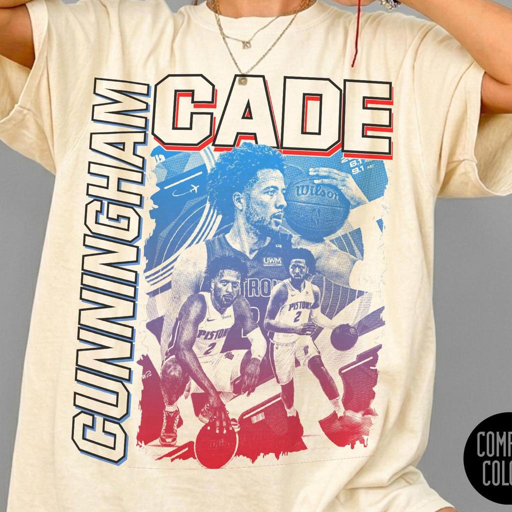 Cade Cunningham Vintage Shirt, Retro 90s Bootleg Rap Tee Style, Detroit Basketball Graphic T-Shirt, Comfort Colors Ivory Sports Apparel