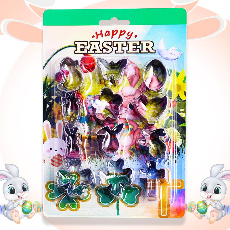 Stainless Steel Easter Cookie Cutters Set - Rabbit, Egg, Shamrock Shapes