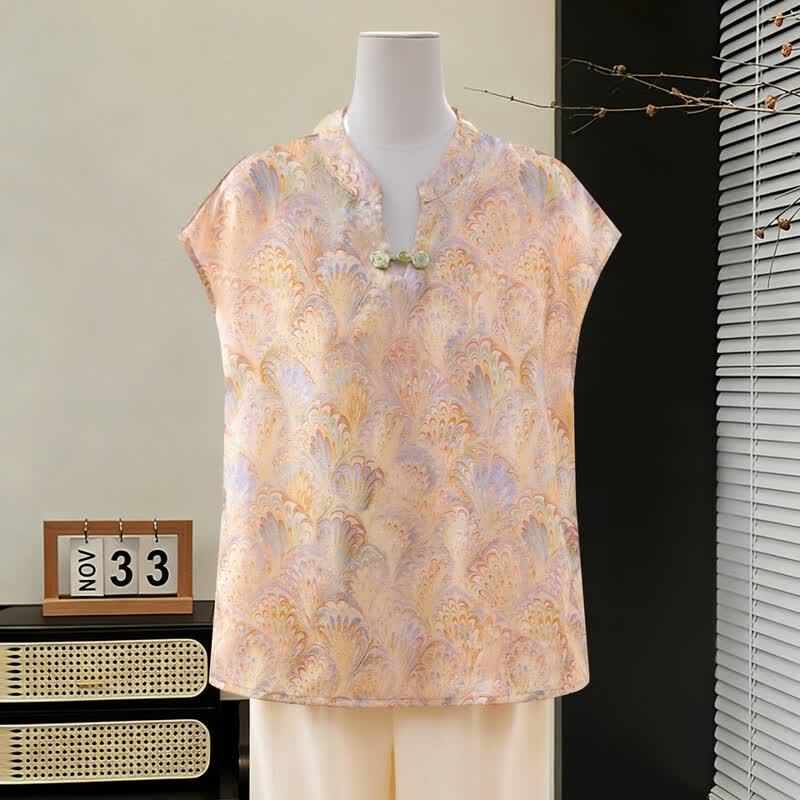 Datang Furen Chinese Style Half-Sleeve T-Shirt for Middle-Aged Women