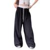 Colorblocking Elastische Taille Lockere Weitbeinige Freizeithose Damen Sommer Textur Fall Gerade Wischhose Hundert Trend