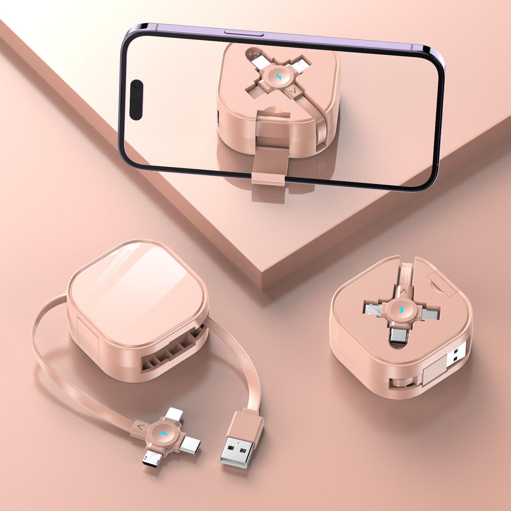 5A Bracket Retractable Three-in-One Fast-Charging Data Cable /Micro USB/Type-C Connectors for Mobile Phones Car