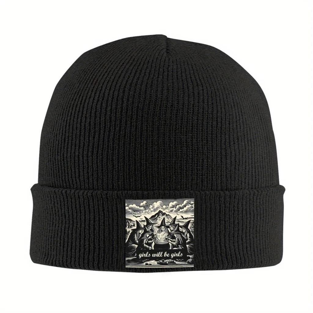 New Girls Will Be Girls Witchy Coven Knit Hat Beanies Autumn Winter Hats Warm Hip Hop Cap Unisex Women