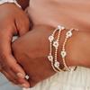 Vlen Bohemian Gänseblümchen Armbänder Boho Sommer Schmuck Elastisches Gold Perlenarmband für Damen Mädchen Geschenk Stapelbar Blume Pulseras