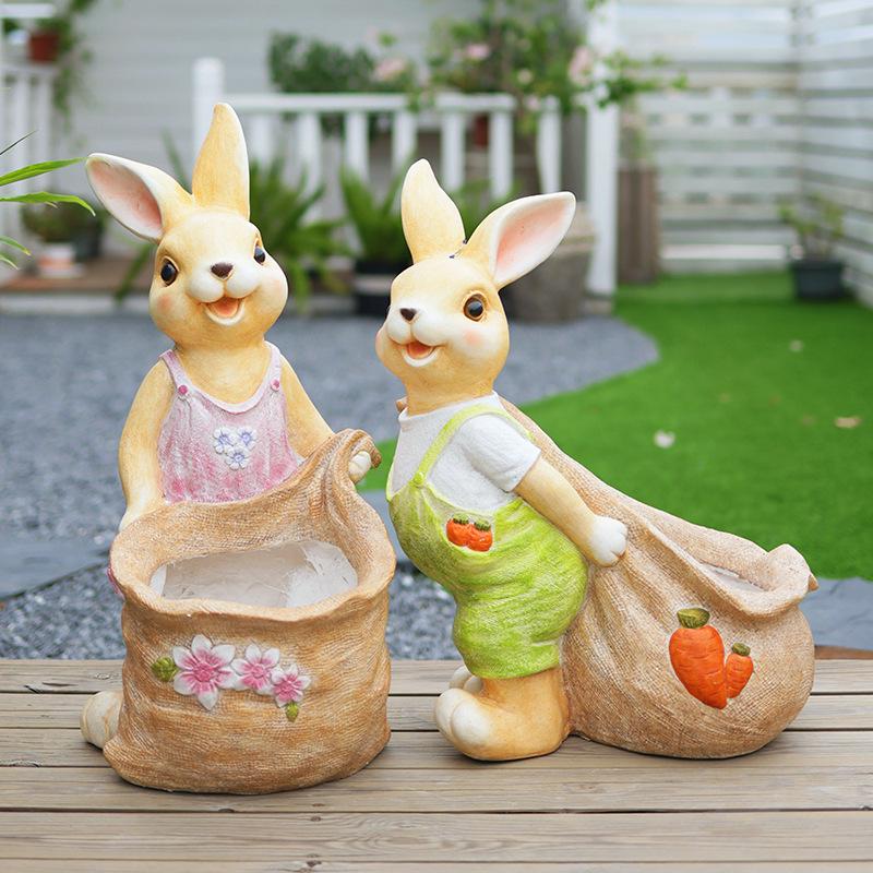 Cartoon Rabbit Flower Pot: Creative Outdoor Succulent Ornament for Gardens and Kindergartens