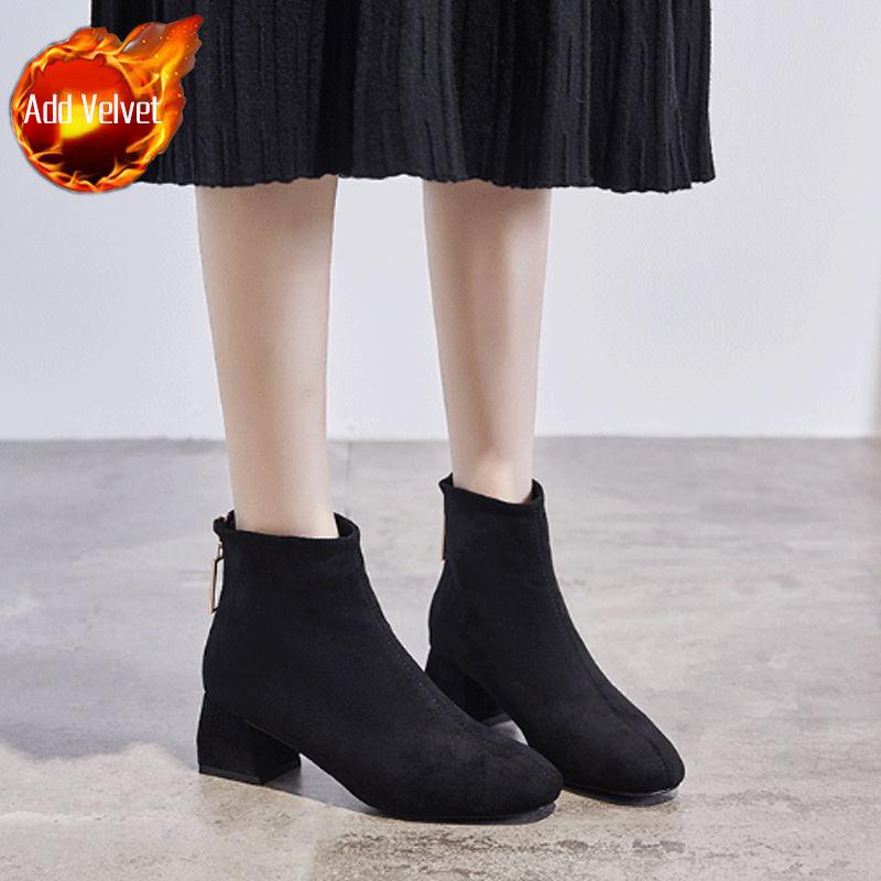 Fashion Ankle Boots for Women Zip Chunky Heel Soft Plus Big Size Booties Sale On Promotion Goth Large Warm Autumn Hot Woman Short Shoes