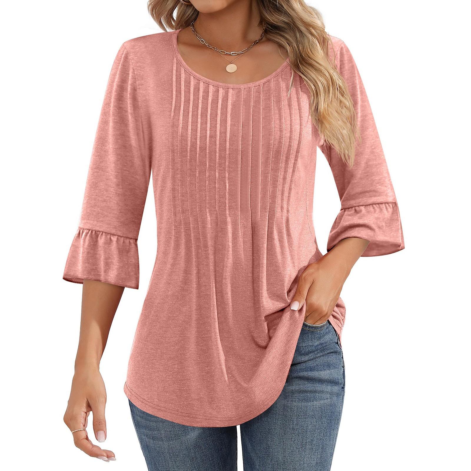 

Топи для жінок Одягнені повсякденні сорочки Футболки Топ L рожевий