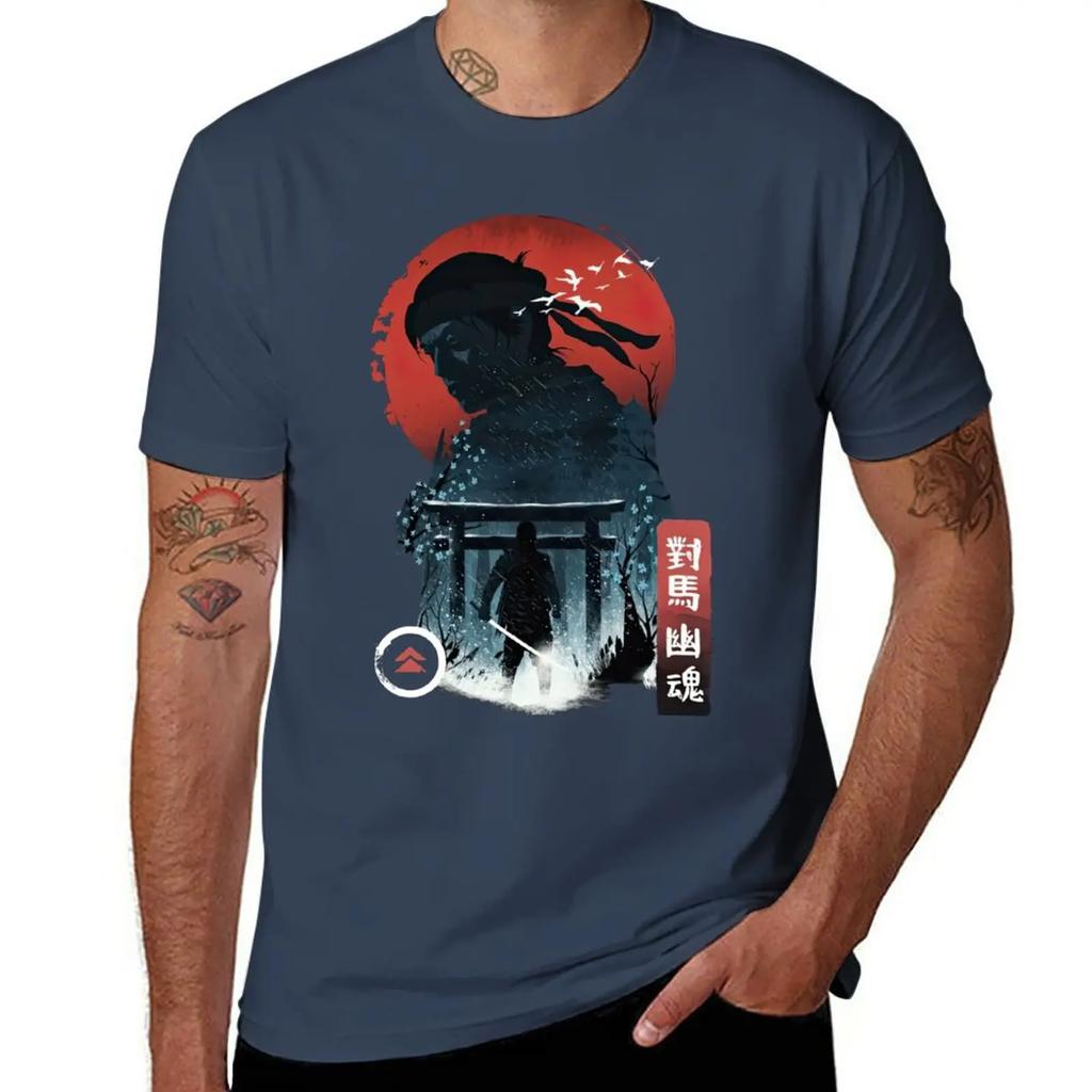 Nuova T-shirt Artistica Ghost of Tsushima Luna asciugatura rapida magliette grafiche da basket t-shirt anime top primavera estate t-shirt