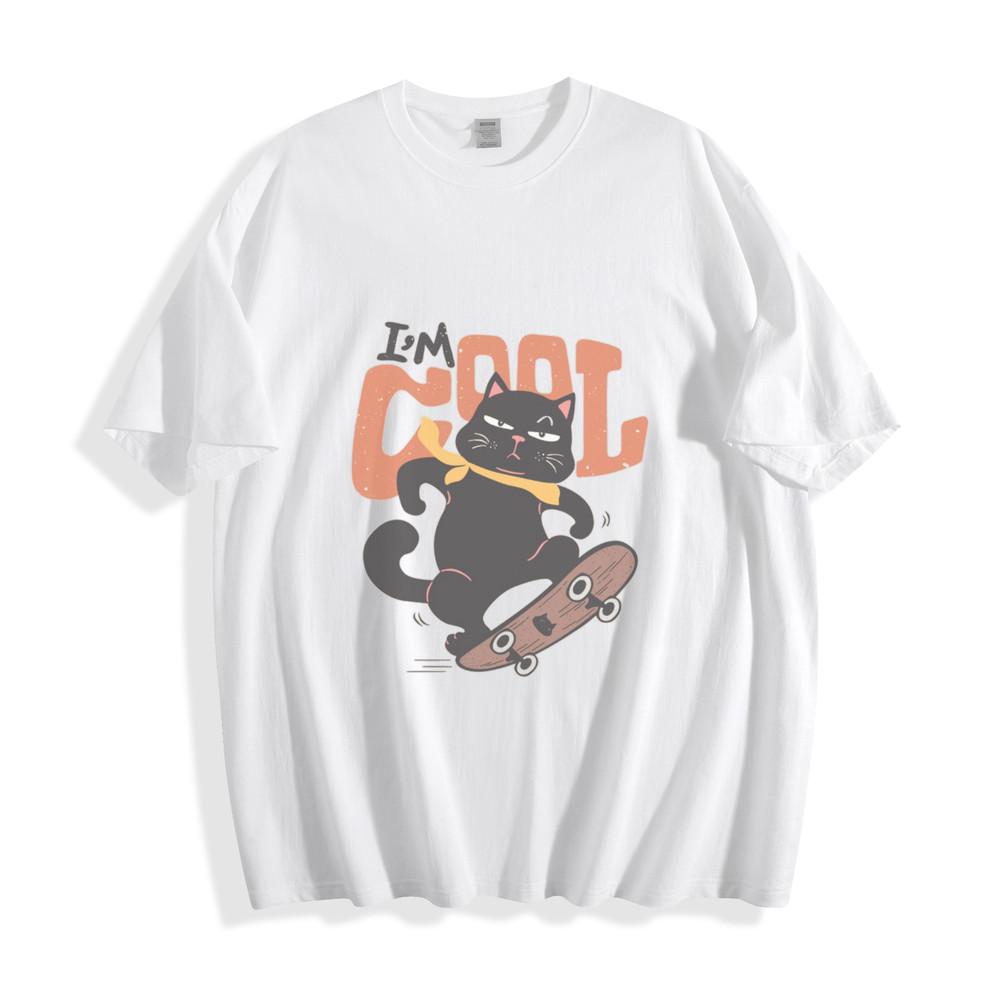 

I m Cool Skateboard Cat T-Shirt - Stylish Black Cat Design Unisex Tee S