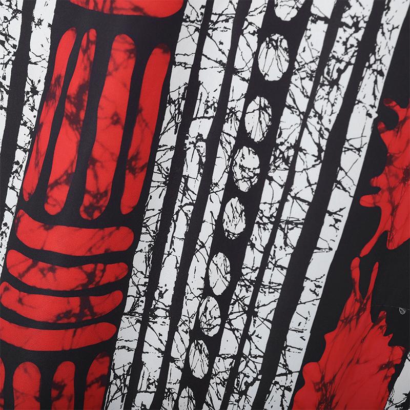 M-5XL Damen V-Ausschnitt Halber Fledermausärmel Gestreifter Druck Patchwork Lässiges Übergroßes Maxi-Kleid