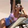 Women Sexy Monokini Decor Patchwork Swimsuit Hollow Out One-piece Sling Sleeveless Metal Button Color High