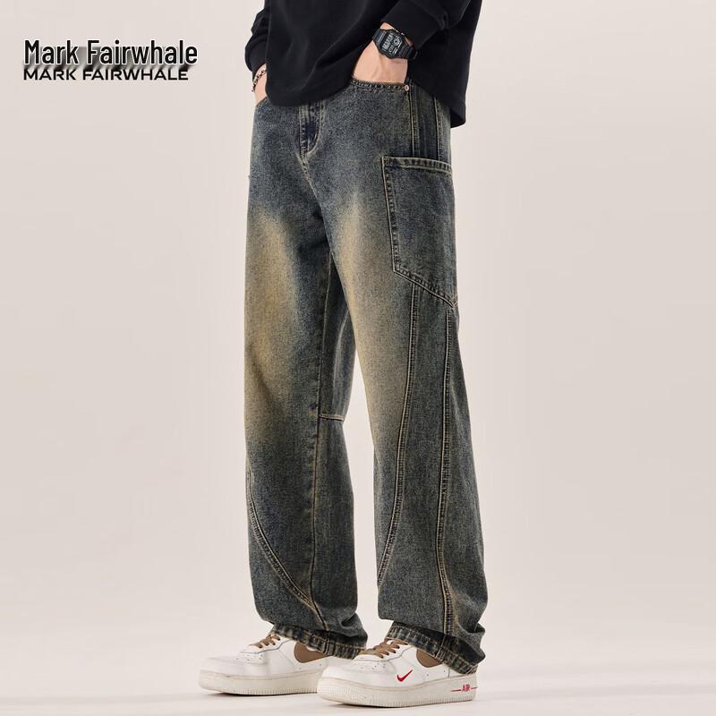 Jean en Denim Homme Mark Fairwhale Lavé Coupe Droite Ample