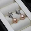 Real Natural Freshwater Black Pearl Earrings Women,Wedding 925 Sterling Silver Pearl Earrings Daugther Wife Gift