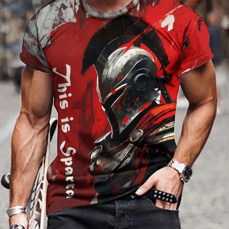 Men's fashionable 3D dragon print flower T-shirt, casual slightly elastic breathable top, suitable for outdoor summer