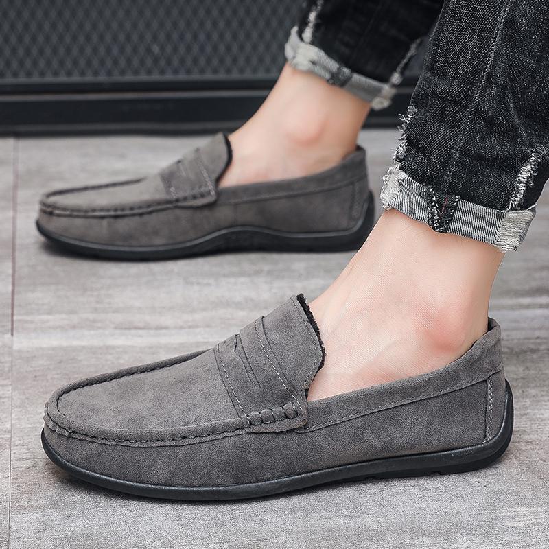 Suede Men Casual Shoes Winter Plush Warm Slip-on Mens Driving Shoes Luxury Comfort Men Loafers Mens Lazy Shoes Moccasins