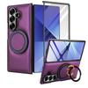 Luxury Business Magnetic Kickstand Tempered Glass Leather Phone Case For Samsung Galaxy Z Fold 7 6 5 4 3 Screen Protection Cover