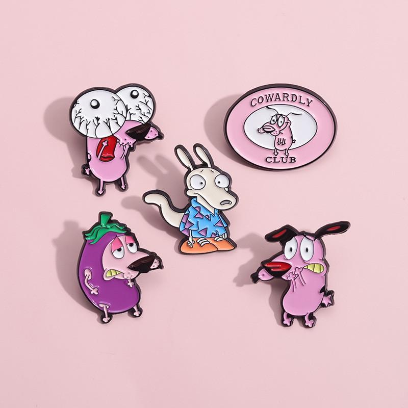 And Quirky Fun Dog Character Metal Badge Unique Eggplant Brooch For Trendy Fashion