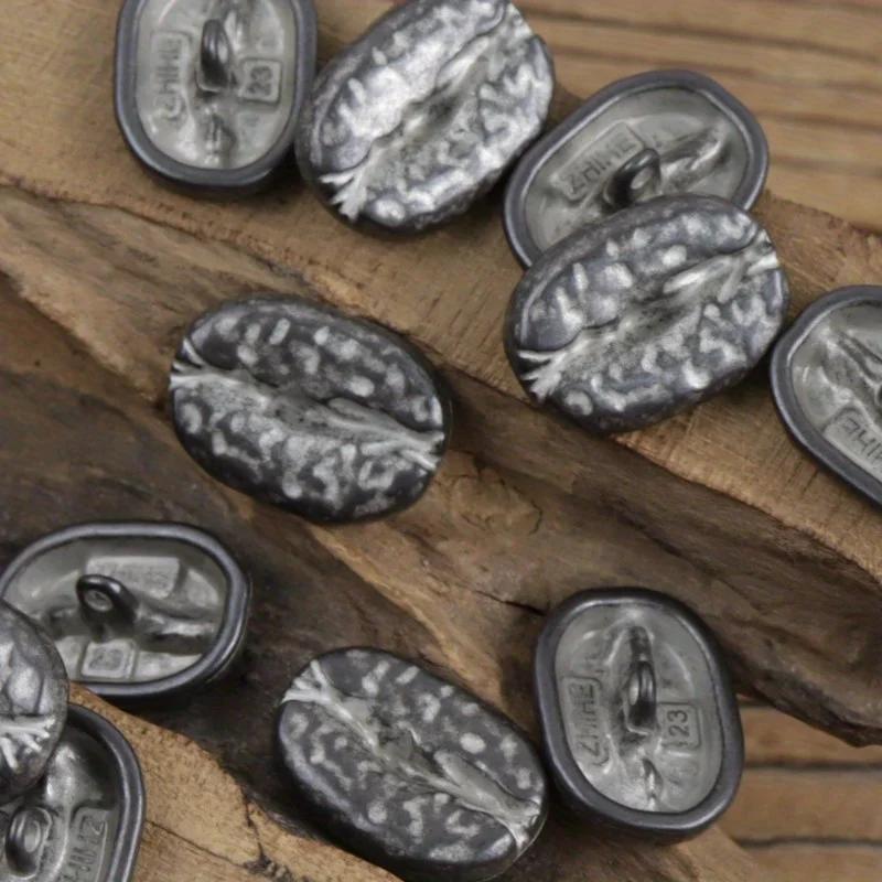 6ks kávových zrn Kovový výklenek Retro stříbrný bílý svetr bunda starožitný zlatý kabát knoflíky