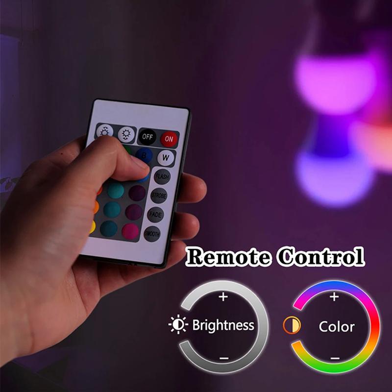 Becuri LED RGB cu schimbare de culoare, 9W Becuri LED RGB cu telecomandă 16 Culori Bec Multicolor Dimmabil Lumină Pentru Dormitor Petrecere Decor Acasă