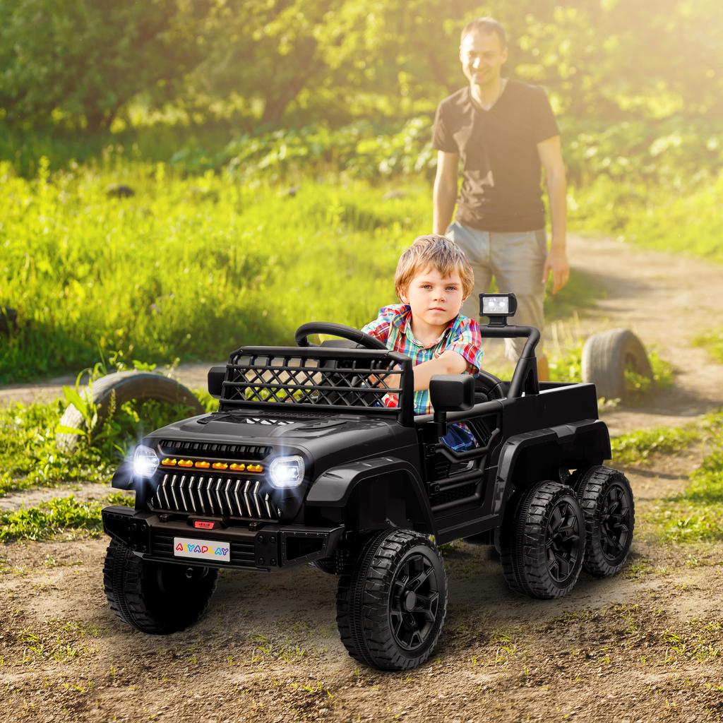 Children's Electric Car Electric Buggy for Children 2 Motors 12 V 3 Speeds Rear Trailer 122L X 62.5W X 65H Cm Black