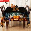 1 PC 2D flat printing Halloween dark style tablecloth, ghost pumpkin lantern, spider web, haunted house, witch