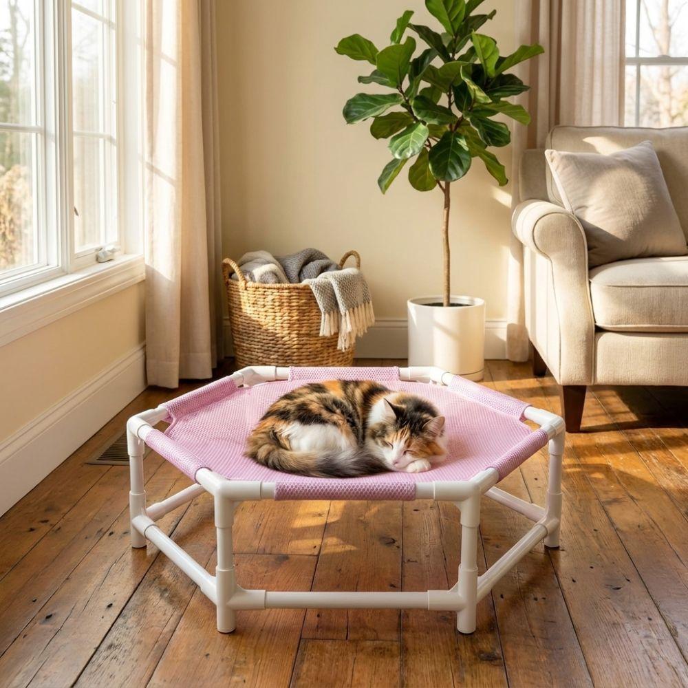 Folding Pet Camping Bed Removable Cat Hammock Comfortable Cat Elevated Bed  Outdoor